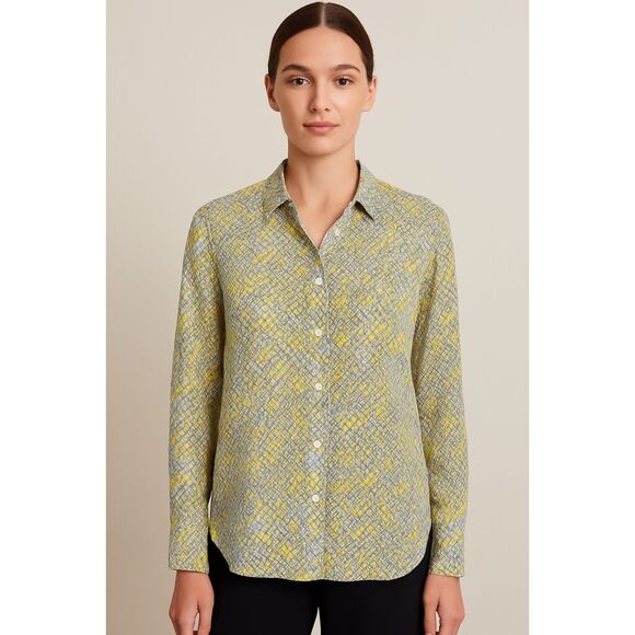 Equipment Tops - EQUIPMENT Femme Gray Yellow Snake Print Button Up Shirt Top  Women's Size Large